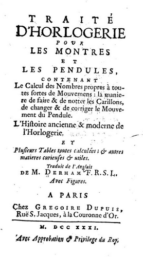 Traité d’horlogerie pour les montres et pendules