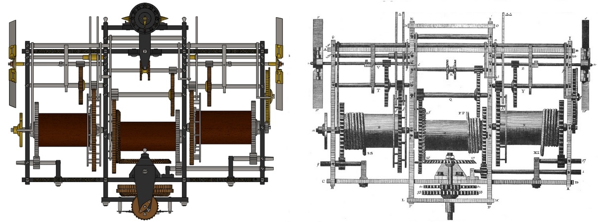 Comparaison entre modélisation et plan d'horloge d'édifice