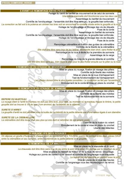 Fiche de remontage horloge comtoise